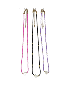 Mother of Pearl Heart on assorted seed bead Necklace