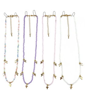 16 inch Assorted beaded Necklace with several Cross charms