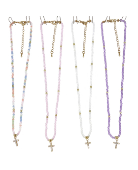 16 inch Assorted beaded Cross Necklace