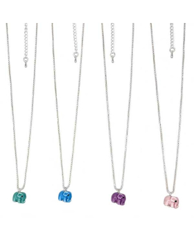 Assorted Elephant bead on silver chain Necklace