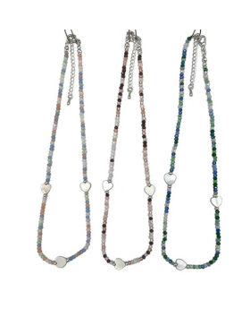 Assorted beaded Necklace with White Heart bead