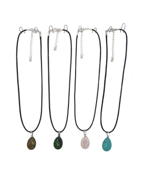 4 Assorted Genuine Stone teardrop shape Necklace