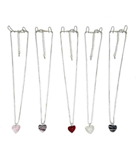 Assorted Glass marbled Heart Necklace 