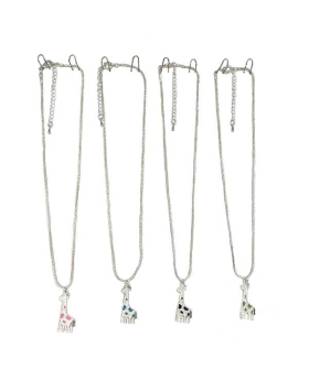 Silver chain with assorted poka dotted Giraffe charm Necklace