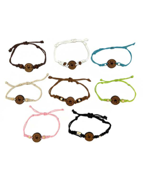Recycled Wood with Hibiscus design Bracelet