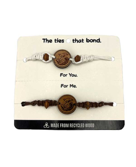 Carded pair of Dolphin design on wood Bracelets