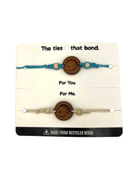 Carded pair of wood Bracelets with Moon design