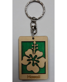Wood bi-level rectangular keychain-10 styles available