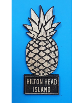 Pineapple wood cutout namedrop magnet