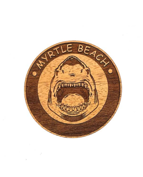 Shark Wood Round Magnet with Namedrop 