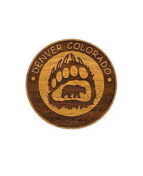Bear Pawprint Round Wood Magnet