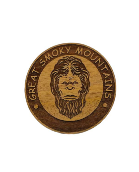Bigfoot Wood Round Magnet