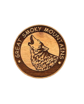 Wolf Howl Round Wood Magnet