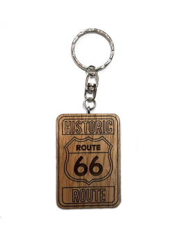Wood Route 66 keychain