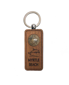 Rectangular Etched Wood Keychain with assorted saline in Resin