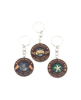 Round Assorted Sealife with Resin and Namedrop Keychain