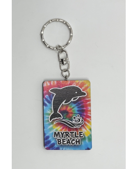 Dolphin tie dye keychain with namedrop