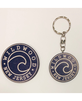 Wave Wood Round 2.5" Magnet with Namedrop