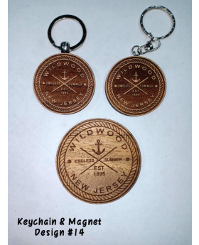Wood Anchor and X Round 2.5" Magnet with Namedrop 