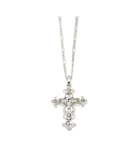 Silver and rhinestone Cross necklace