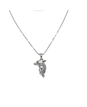 Dolphin with large crystal necklace
