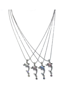  Dolphin necklace with hanging crystal 
