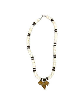 White and brown shell Shark Tooth Necklace