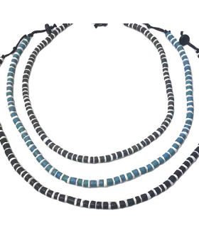 20 inch assorted blue/grey/black/white coco bead necklace