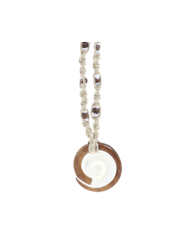 Bone Wood Swirl Hemp Woven Necklace