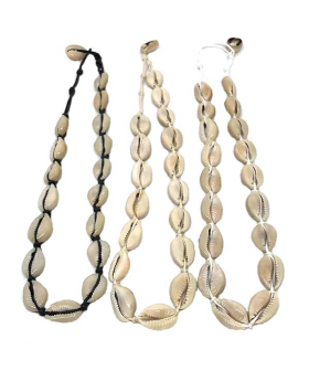 Natural Cowrie on assorted string choker