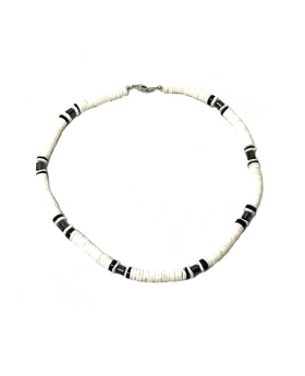 White clam shell with black Hematite accent 18 inch necklace