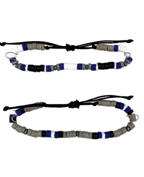 Black adjustable bracelet with assorted beads