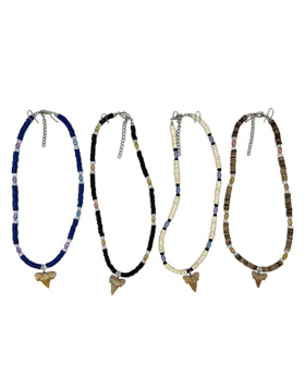 Shark tooth Necklace with iridescent accent beads assorted