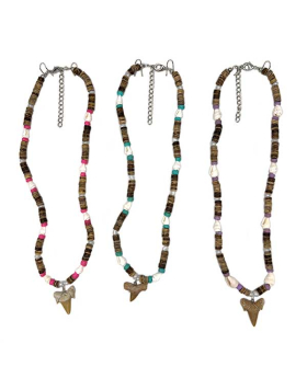 Shark tooth Necklace with assorted beads and shells