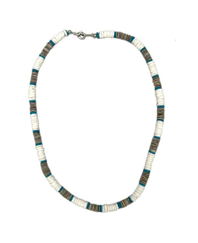 White and Grey Shell beads with Turquoise accent beads Necklace