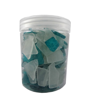 Plastic Jar/ 850 grams Faux Beach Glass Blue/ White
