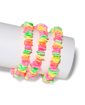 Multi Neon Square Cut Shell Bracelet