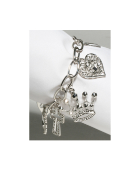 Luck Heart and Crown Charm Toggle Bracelet