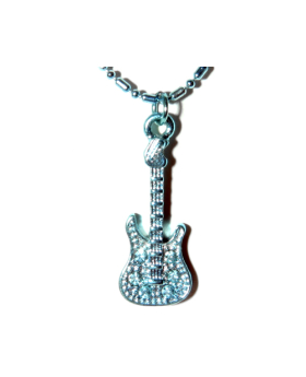 Assorted Color Guitar with Rhinestones Necklace