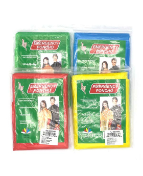 Plastic Rain Poncho, asst colors