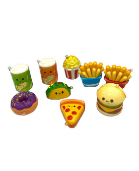 Small assorted printed Foam Squishy Fast Foods