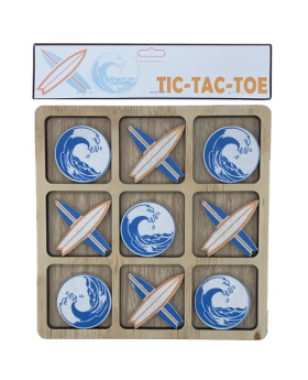 Surfboard and wave wood Tic Tac Toe set