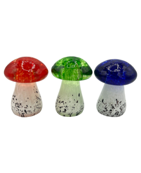 3 Asst Small Glass Dotted Mushrooms