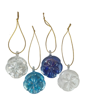 4 Assorted glass Sand Dollar Ornaments