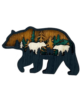 Wood Multilayer Bear Magnet 