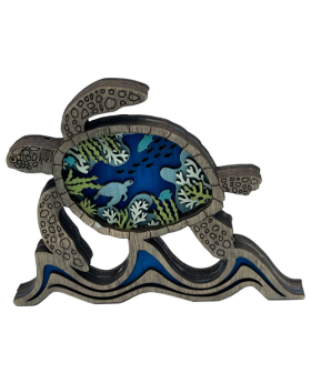 Wood Multi Layer Sea Turtle Figurine