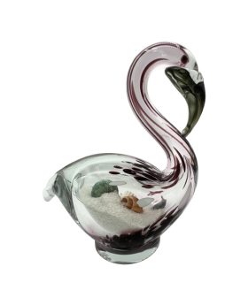 Glass Flamingo with Sand & Shells Inside