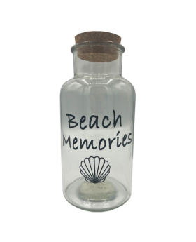 Printed Glass Bottle Beach Memories