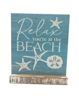 Wood Relax At the Beach Standing Sign