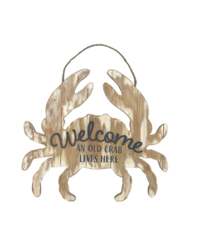 Wood Crab Shape Plaque Old Crab Lives Here
